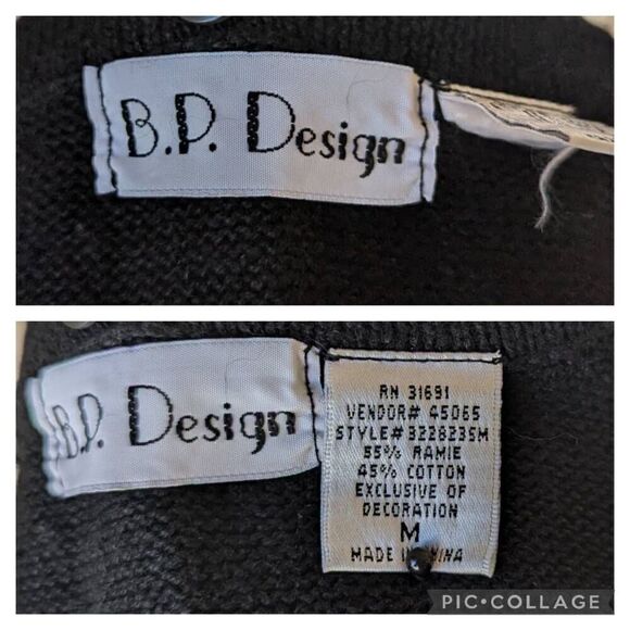 Vintage Ugly Sweater Black Red Christmas Flowers Cardigan Button Down Size M 90s - Picture 8 of 9